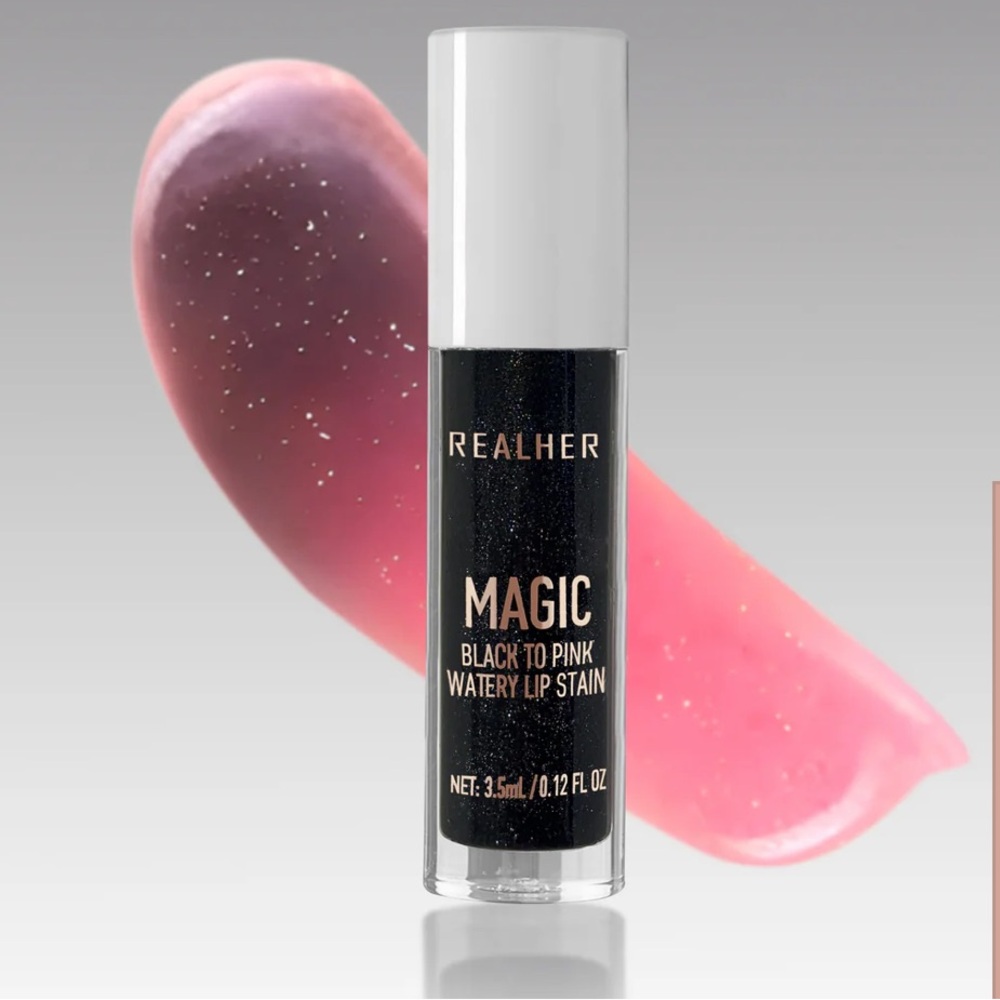 Real Her Magic Black to Pink Lip Stain your own perfect shade in a glossy stain